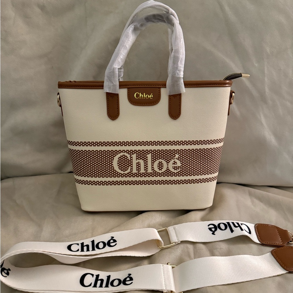 Chloe overseas perfume counter VIP gift canvas tote bag with detachable strap